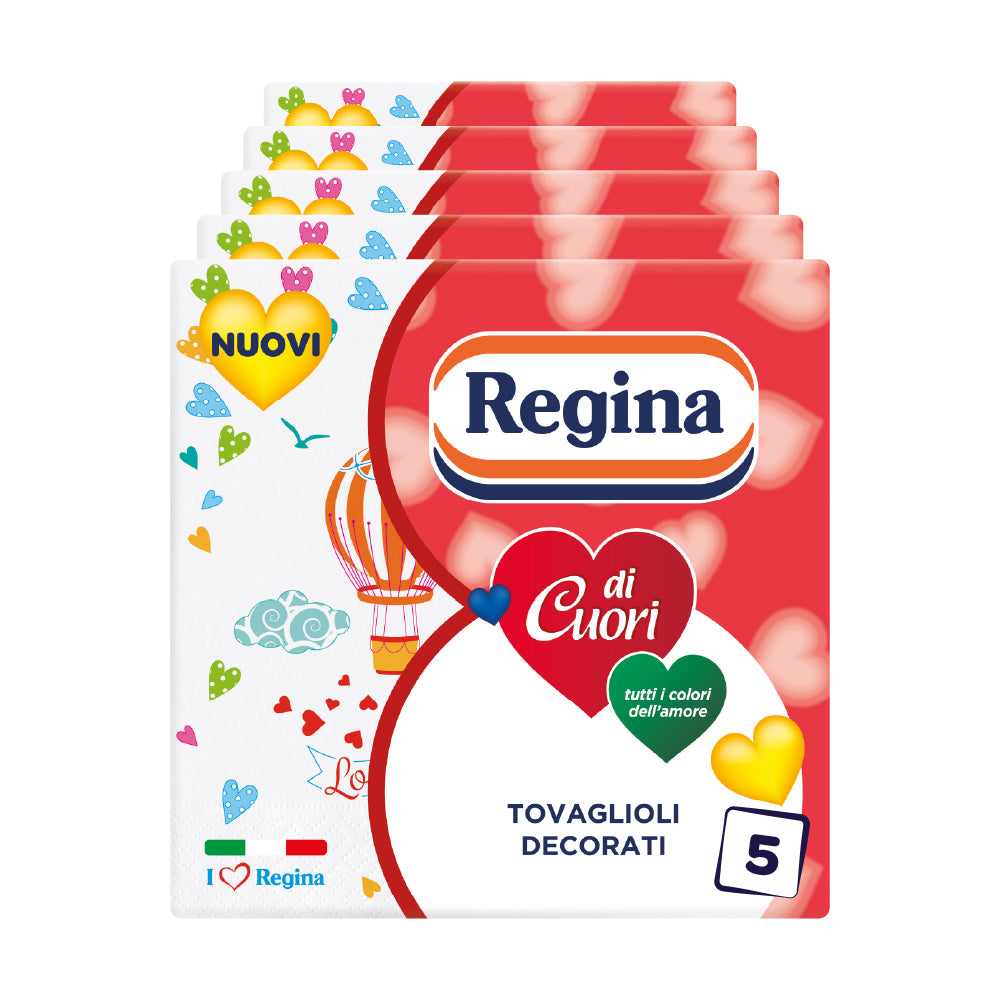 Tovaglioli Regina di Cuori, 5 Confezioni