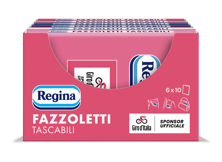 Regina Fazzoletti Tascabili, 1 confezione da 6 pacchetti - Giro d'Italia Limited Edition